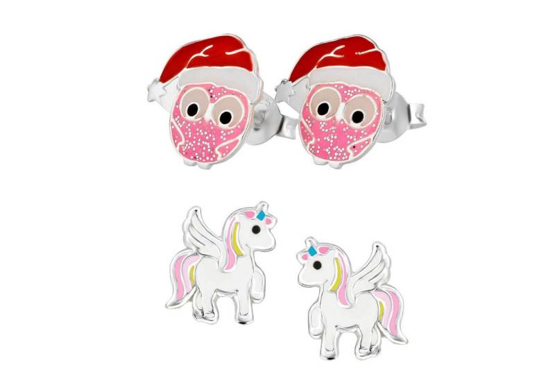 schmuck23 Ohrstecker-Set (Geschenkset, Set aus 2 Paar Ohrringen), Mädchen Kinderschmuck 4 x Silikonverschluß extra von schmuck23