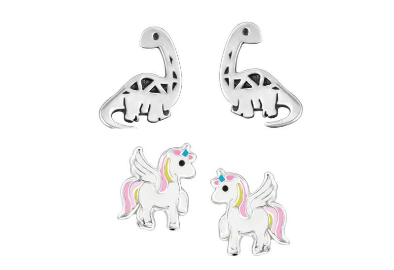 schmuck23 Ohrstecker-Set (Geschenkset, Set aus 2 Paar Ohrringen), Mädchen Kinderschmuck 4 x Silikonverschluß extra von schmuck23