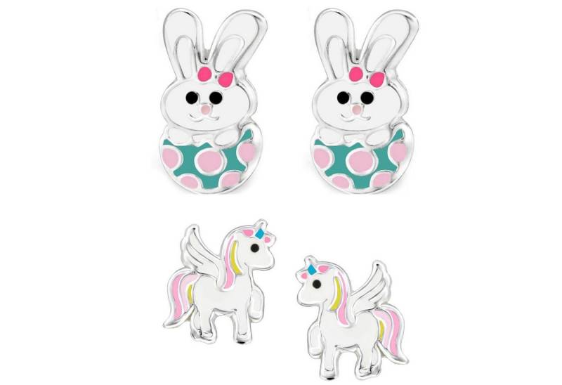 schmuck23 Ohrstecker-Set (Geschenkset, Set aus 2 Paar Ohrringen), Mädchen Kinderschmuck 4 x Silikonverschluß extra von schmuck23