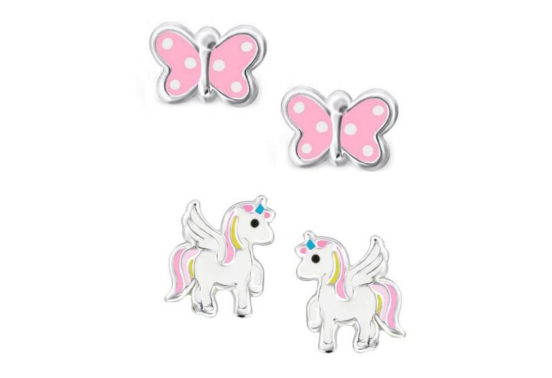 schmuck23 Ohrstecker-Set (Geschenkset, Set aus 2 Paar Ohrringen), Mädchen Kinderschmuck 4 x Silikonverschluß extra von schmuck23