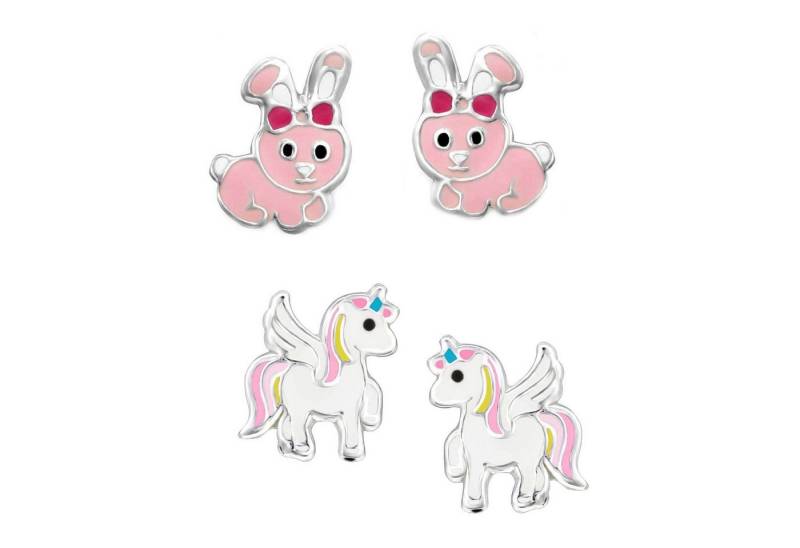 schmuck23 Ohrstecker-Set (Geschenkset, Set aus 2 Paar Ohrringen), Mädchen Kinderschmuck 4 x Silikonverschluß extra von schmuck23