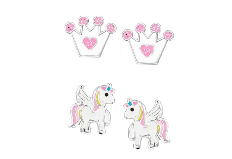 schmuck23 Ohrstecker-Set (Geschenkset, Set aus 2 Paar Ohrringen), Mädchen Kinderschmuck 4 x Silikonverschluß extra von schmuck23