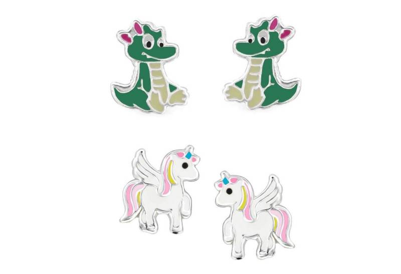 schmuck23 Ohrstecker-Set (Geschenkset, Set aus 2 Paar Ohrringen), Mädchen Kinderschmuck 4 x Silikonverschluß extra von schmuck23