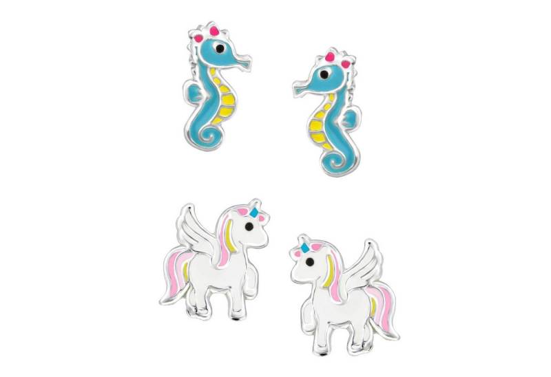 schmuck23 Ohrstecker-Set (Geschenkset, Set aus 2 Paar Ohrringen), Mädchen Kinderschmuck 4 x Silikonverschluß extra von schmuck23