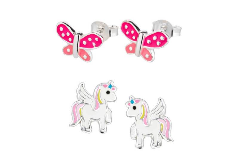 schmuck23 Ohrstecker-Set (Geschenkset, Set aus 2 Paar Ohrringen), Mädchen Kinderschmuck 4 x Silikonverschluß extra von schmuck23