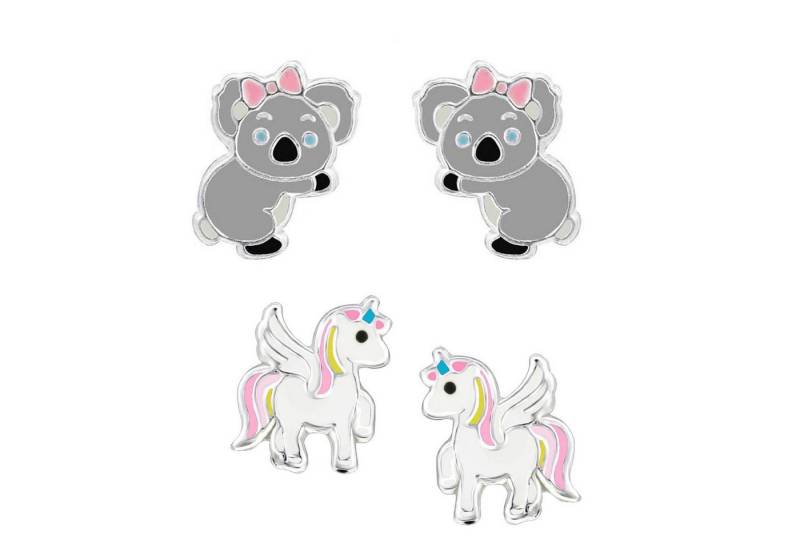 schmuck23 Ohrstecker-Set (Geschenkset, Set aus 2 Paar Ohrringen), Mädchen Kinderschmuck 4 x Silikonverschluß extra von schmuck23