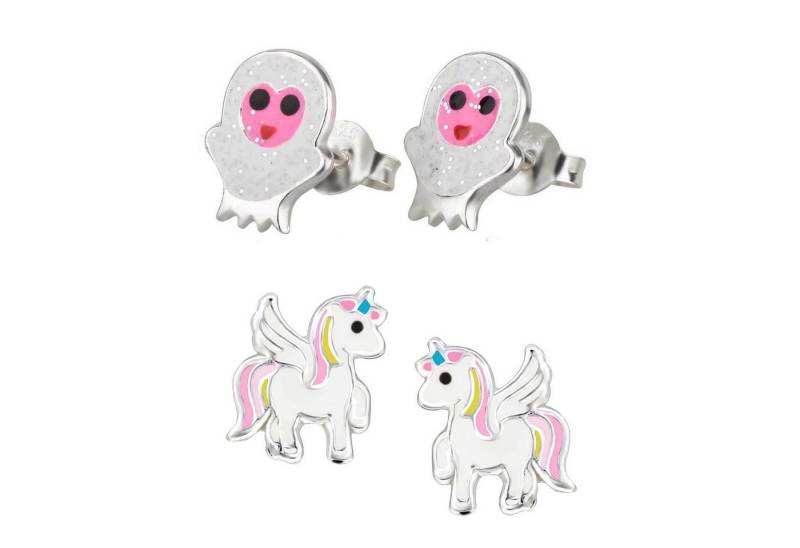 schmuck23 Ohrstecker-Set (Geschenkset, Set aus 2 Paar Ohrringen), Mädchen Kinderschmuck 4 x Silikonverschluß extra von schmuck23