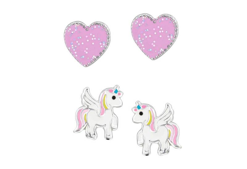 schmuck23 Ohrstecker-Set (Geschenkset, Set aus 2 Paar Ohrringen), Mädchen Kinderschmuck 4 x Silikonverschluß extra von schmuck23