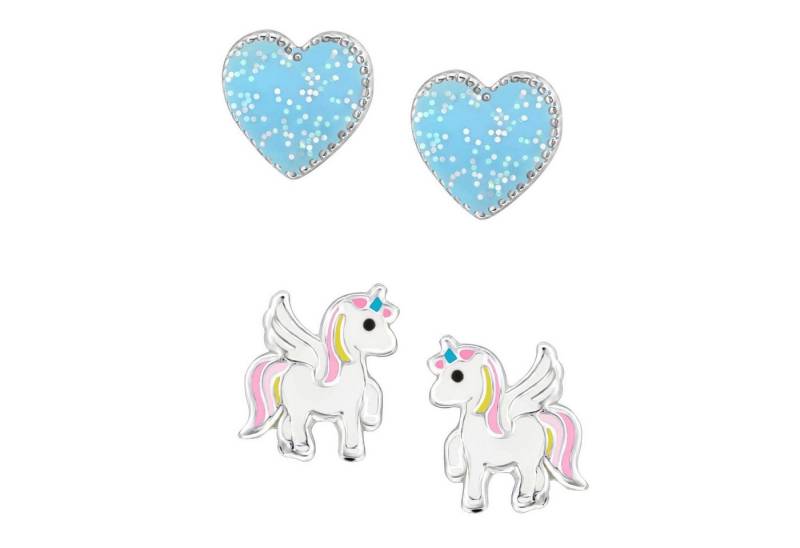 schmuck23 Ohrstecker-Set (Geschenkset, Set aus 2 Paar Ohrringen), Mädchen Kinderschmuck 4 x Silikonverschluß extra von schmuck23