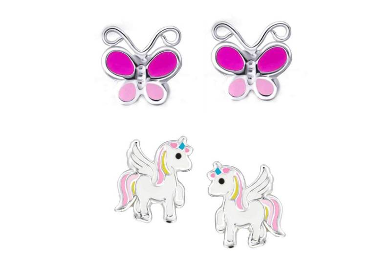 schmuck23 Ohrstecker-Set (Geschenkset, Set aus 2 Paar Ohrringen), Mädchen Kinderschmuck 4 x Silikonverschluß extra von schmuck23