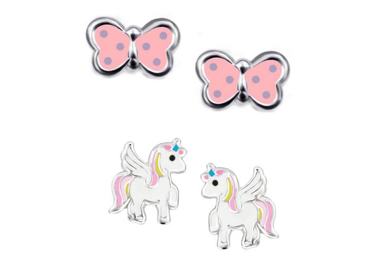 schmuck23 Ohrstecker-Set (Geschenkset, Set aus 2 Paar Ohrringen), Mädchen Kinderschmuck 4 x Silikonverschluß extra von schmuck23