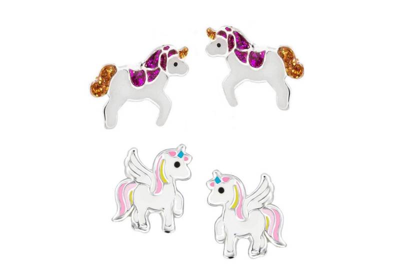schmuck23 Ohrstecker-Set (Geschenkset, Set aus 2 Paar Ohrringen), Mädchen Kinderschmuck 4 x Silikonverschluß extra von schmuck23