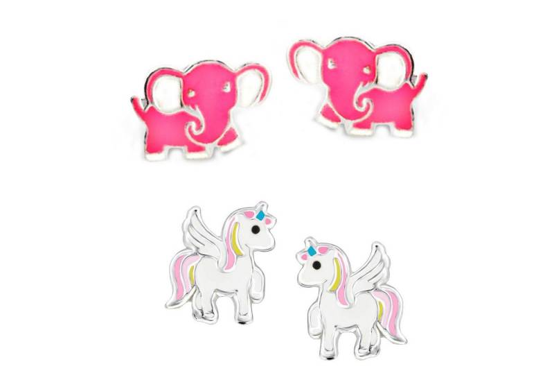 schmuck23 Ohrstecker-Set (Geschenkset, Set aus 2 Paar Ohrringen), Mädchen Kinderschmuck 4 x Silikonverschluß extra von schmuck23