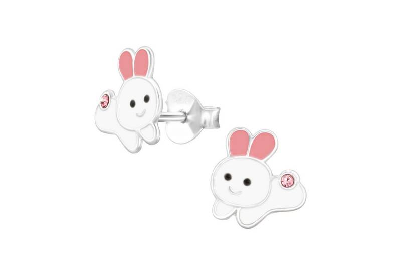schmuck23 Ohrstecker-Set Ohrringe Kinder Hase 925 Silber Mädchen (Geschenkset aus 1 Paar Ohrringen), Mädchen Kinderschmuck 4 x Silikonverschluß extra von schmuck23