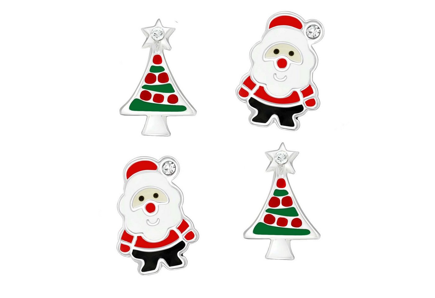 schmuck23 Ohrstecker-Set 2 Paar Ohrringe Nikolaus Weihnachten 925 Silber Kinderohrringe (Set, Set aus 2 Paar Ohrringen), Kinder Damen Mädchen von schmuck23