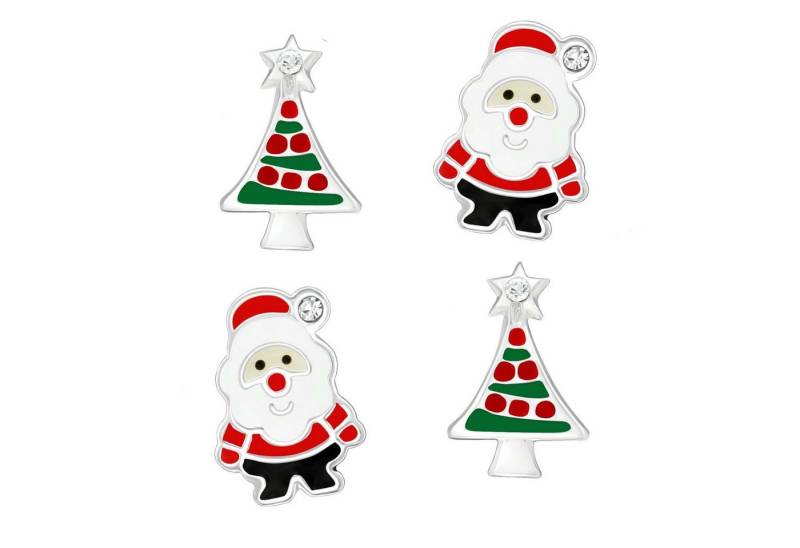 schmuck23 Ohrstecker-Set 2 Paar Ohrringe Nikolaus Weihnachten 925 Silber Kinderohrringe (Set, Set aus 2 Paar Ohrringen), Kinder Damen Mädchen von schmuck23