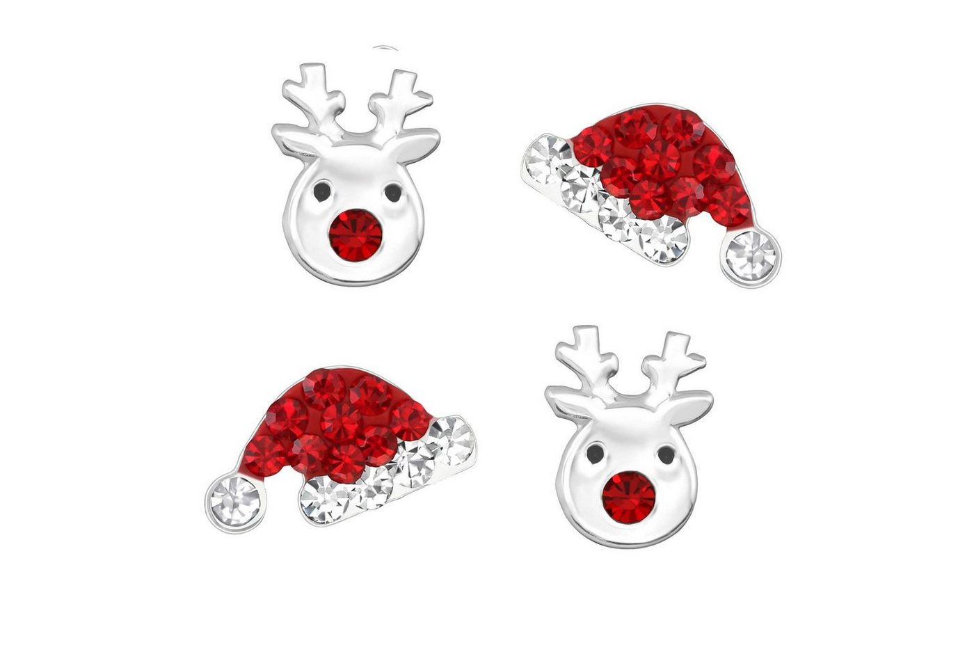 schmuck23 Ohrstecker-Set 2 Paar Ohrringe Nikolaus Weihnachten 925 Silber Kinderohrringe (Set, Set aus 2 Paar Ohrringen), Kinder Damen Mädchen von schmuck23