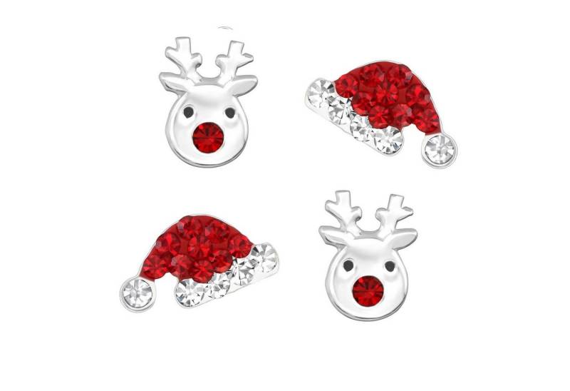 schmuck23 Ohrstecker-Set 2 Paar Ohrringe Nikolaus Weihnachten 925 Silber Kinderohrringe (Set, Set aus 2 Paar Ohrringen), Kinder Damen Mädchen von schmuck23