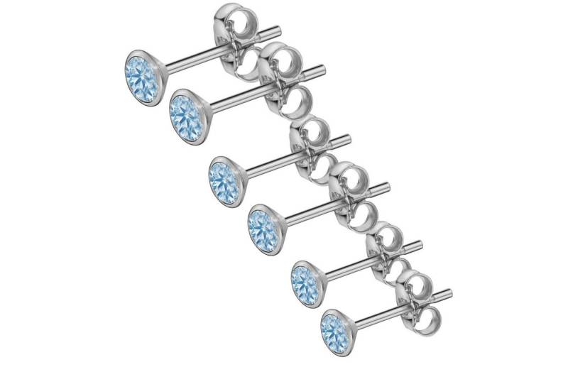 schmuck23 Ohrstecker-Set 3er Set Ohrstecker Zirkonia 925 Silber Ohrringe (Set, 6-tlg., Set aus 3 paar Ohrringen), 3er Set aus 3, 4 und 5 mm Ohrringe Damen Kinder Geschenkset von schmuck23