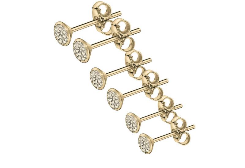 schmuck23 Ohrstecker-Set 3er Set Ohrstecker Zirkonia 925 Silber Ohrringe (Set, 6-tlg., Set aus 3 paar Ohrringen), 3er Set aus 3, 4 und 5 mm Ohrringe Damen Kinder Geschenkset von schmuck23