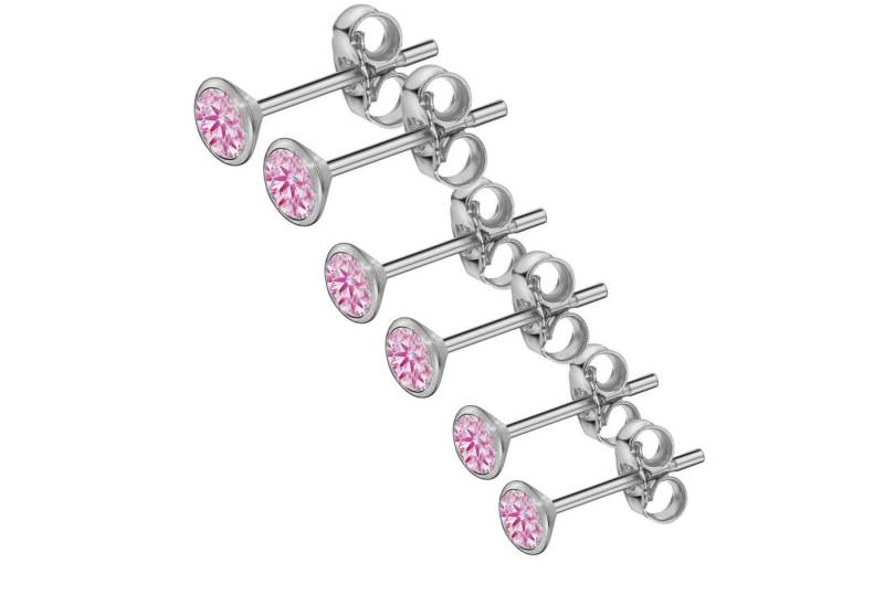 schmuck23 Ohrstecker-Set 3er Set Ohrstecker Zirkonia 925 Silber Ohrringe (Set, 6-tlg., Set aus 3 paar Ohrringen), 3er Set aus 3, 4 und 5 mm Ohrringe Damen Kinder Geschenkset von schmuck23