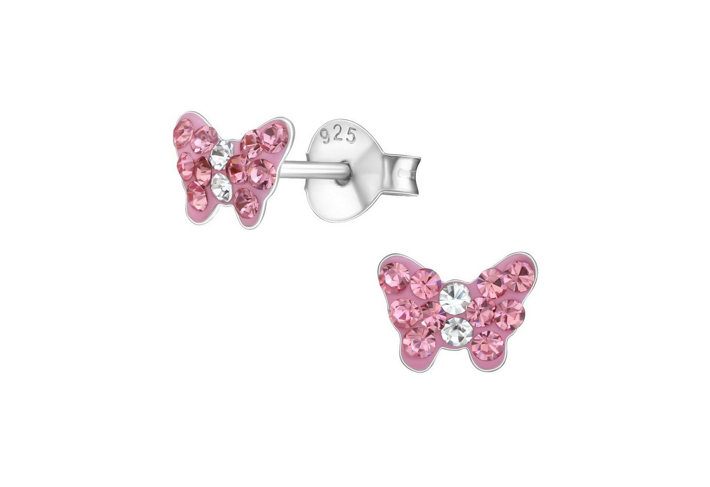 schmuck23 Ohrstecker-Set Mädchen Kinder Ohrringe Krone Schmetterling 925 Silber von schmuck23