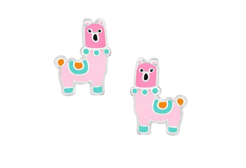 schmuck23 Ohrstecker-Set Ohrringe Alpaka pink 925 Silber Kinder Mädchen (Geschenkset aus 1 Paar Ohrringen), für sicheren und sanften Halt mit 2 x Silikonverschluß zusätzlich von schmuck23