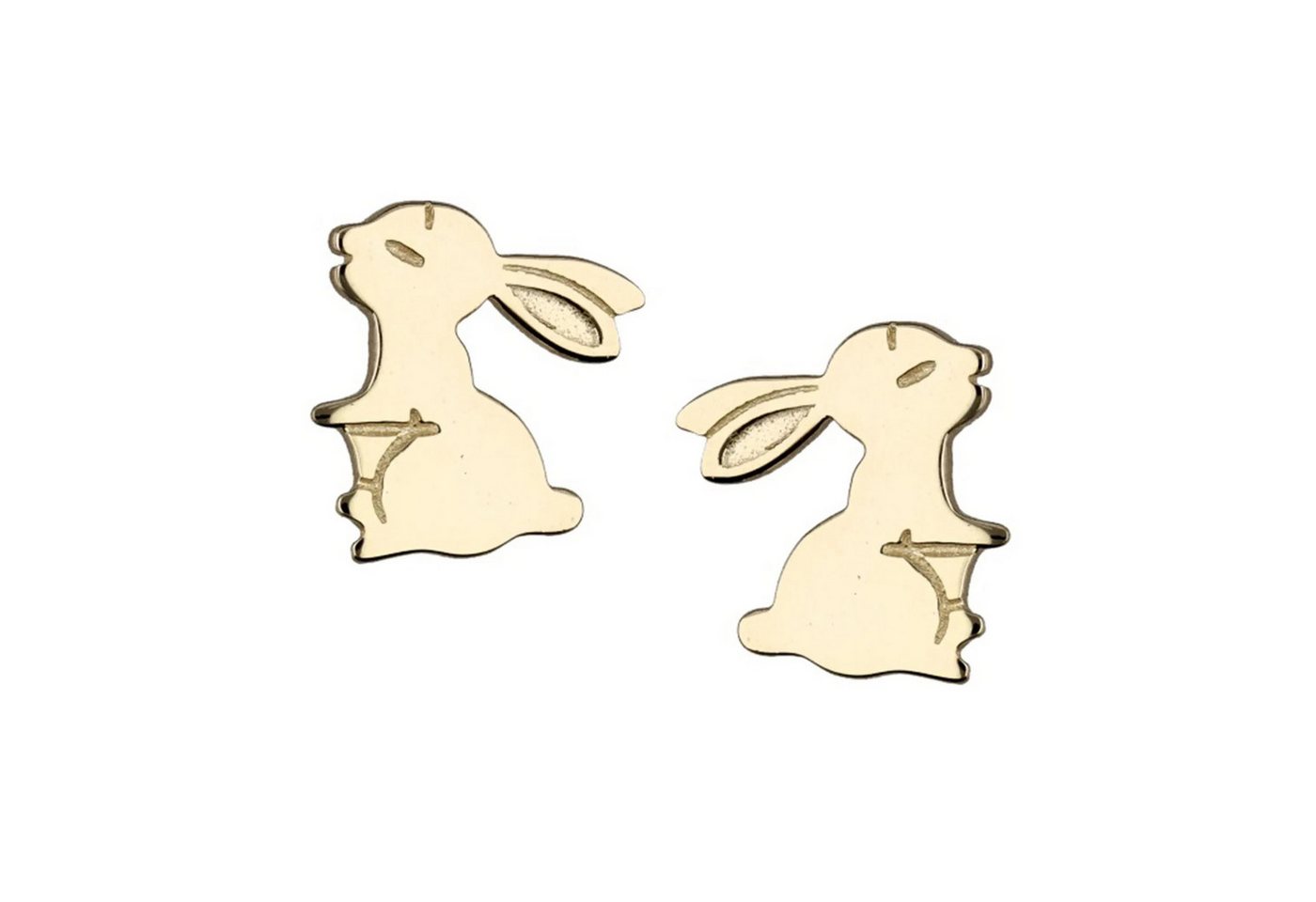 schmuck23 Ohrstecker-Set Ohrringe Hase 925 vergoldet Kinderohrringe (Geschenkset), Mädchen Kinderschmuck 2 x Silikonverschluß extra von schmuck23