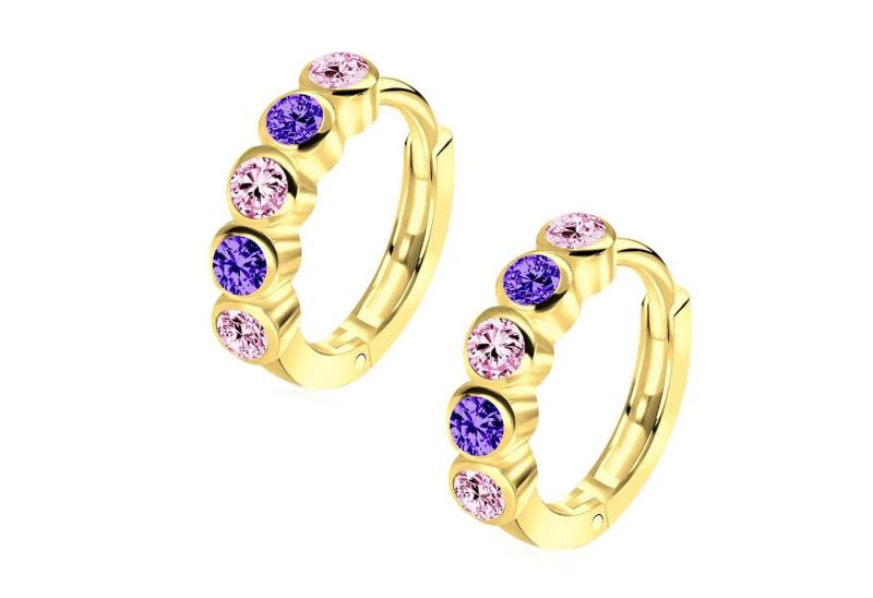 schmuck23 Paar Creolen Ohrringe Zirkonia 925 Silber vergoldet 1,2 cm - Breite: 0.3 cm (Geschenkset), Kinderohrringe von schmuck23