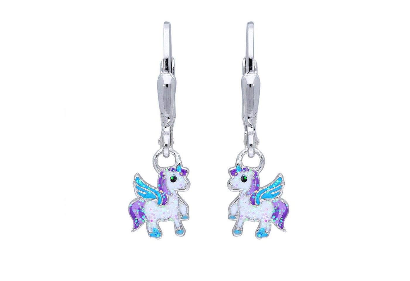 schmuck23 Paar Ohrhänger Kinder Ohrringe Einhorn Pferd 925 Silber Mädchen, Mädchen Kinderschmuck echte Silberohrringe von schmuck23