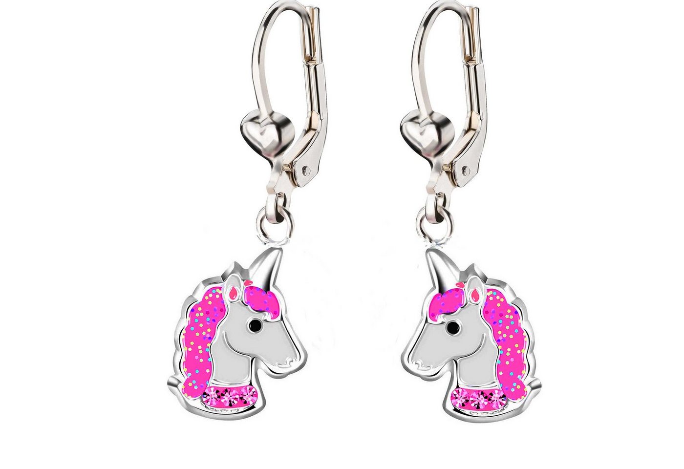 schmuck23 Paar Ohrhänger Kinder Ohrringe Einhorn Pferd 925 Silber Mädchen, Mädchen Kinderschmuck echte Silberohrringe von schmuck23