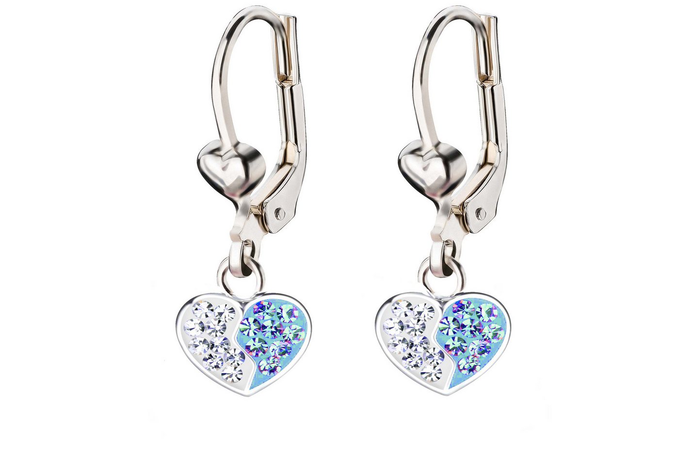schmuck23 Paar Ohrhänger Kinder Ohrringe Herz Kristalle 925 Silber, Kinderohrringe Kinderschmuck von schmuck23