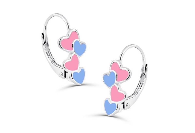 schmuck23 Paar Ohrhänger Kinder Ohrringe Herz blau pink 925 Silber Mädchen, Mädchen Kinderschmuck echte Silberohrringe von schmuck23