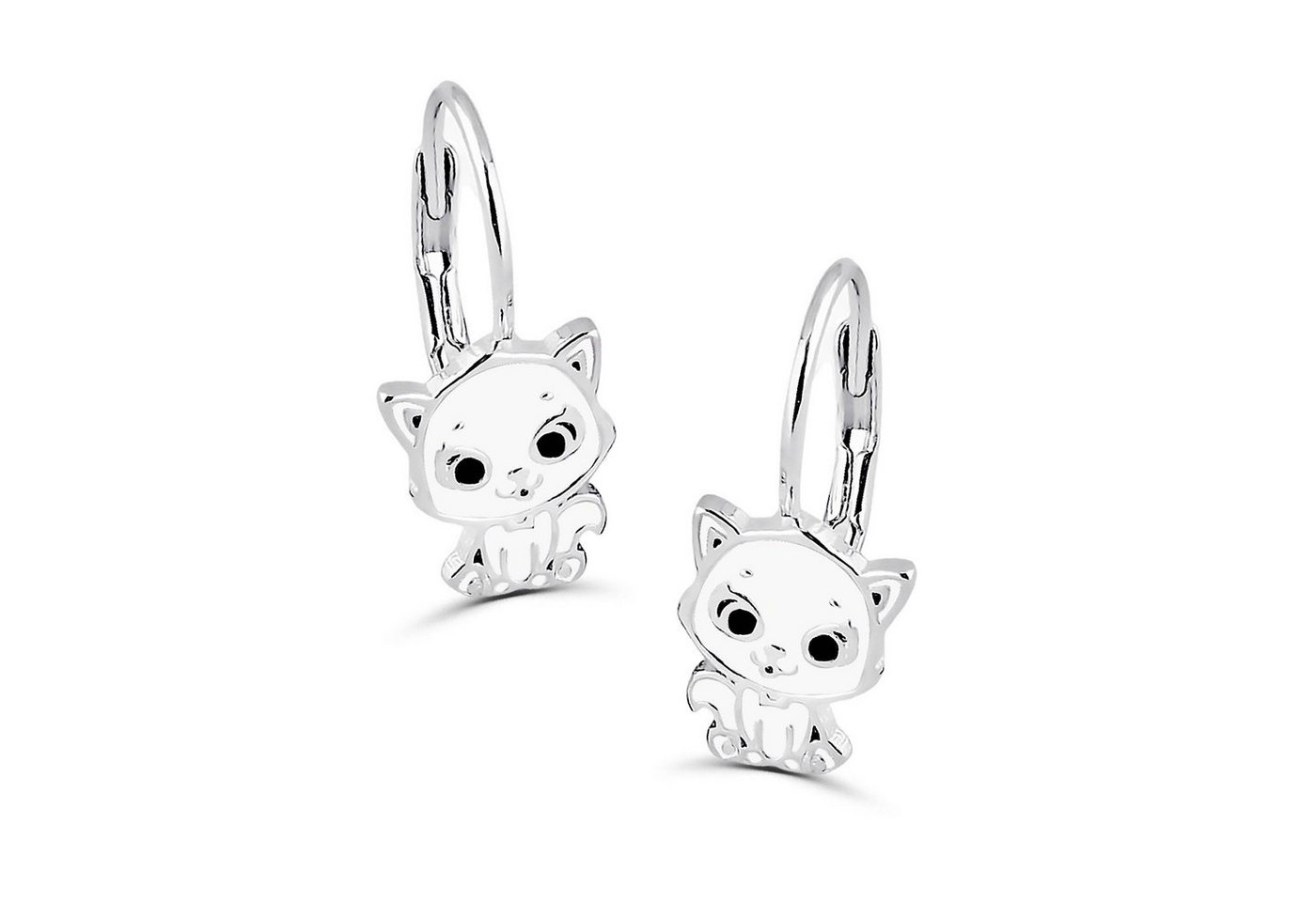 schmuck23 Paar Ohrhänger Kinder Ohrringe Katze 925 Silber Mädchen, Mädchen Kinderschmuck echte Silberohrringe von schmuck23