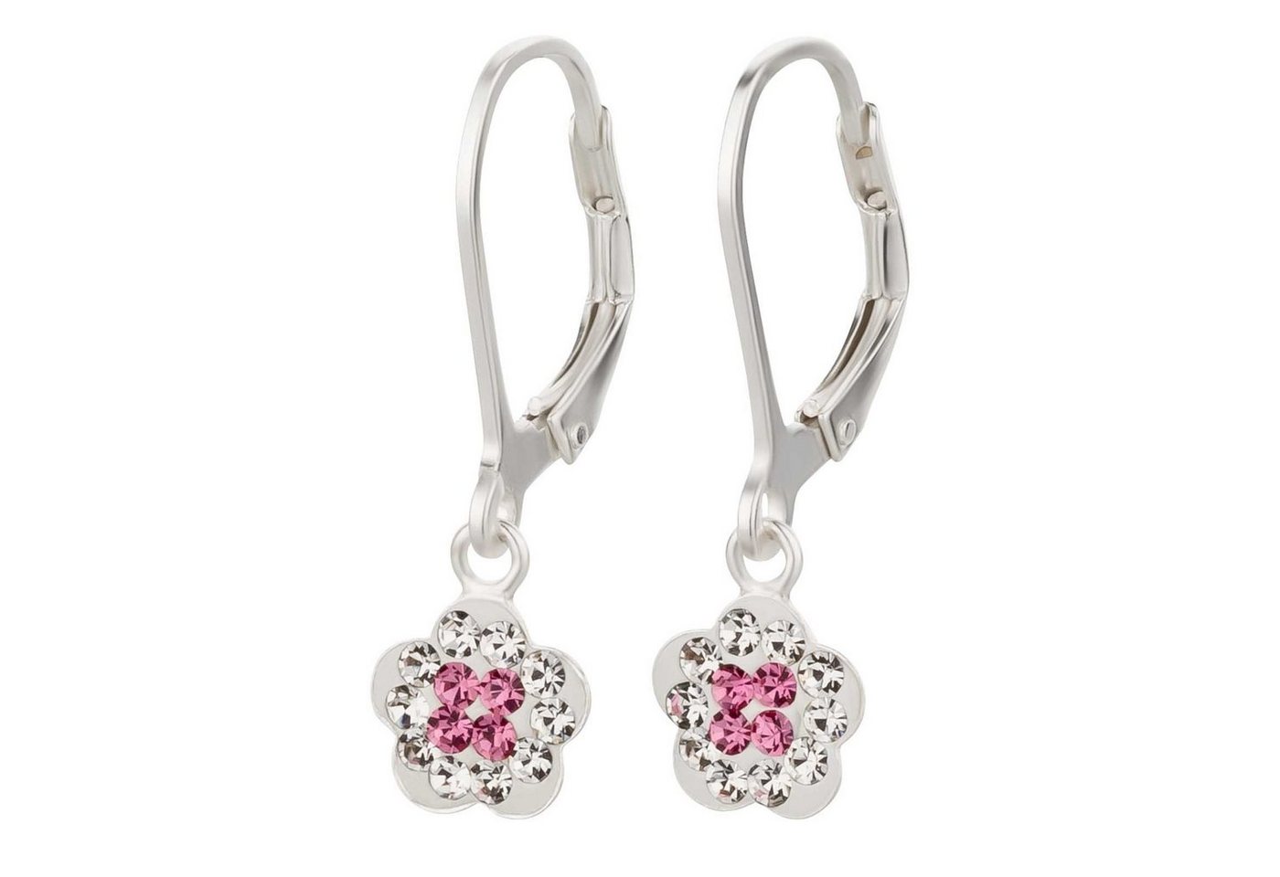 schmuck23 Paar Ohrhänger Kinder Ohrringe Kristall Blume 925 Silber, Sterling Silber von schmuck23