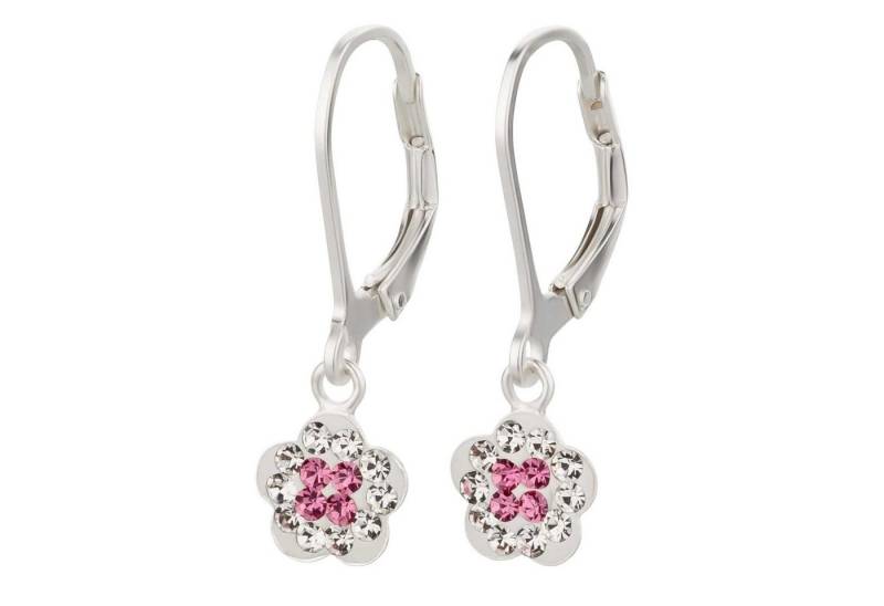schmuck23 Paar Ohrhänger Kinder Ohrringe Kristall Blume 925 Silber, Sterling Silber von schmuck23