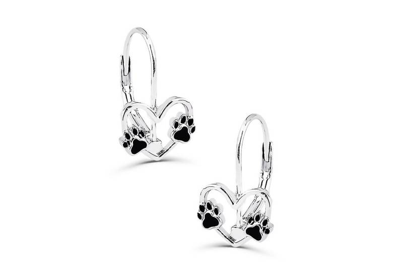 schmuck23 Paar Ohrhänger Kinder Ohrringe Tatze Pfote Herz 925 Silber Mädchen, Mädchen Kinderschmuck echte Silberohrringe von schmuck23