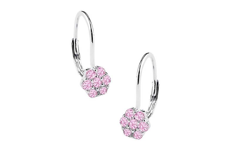 schmuck23 Paar Ohrhänger Kinder Ohrringe pinke Blume 925 Silber Zirkonia (Geschenkset aus 1 Paar Ohrringen), stabile Brisur von schmuck23