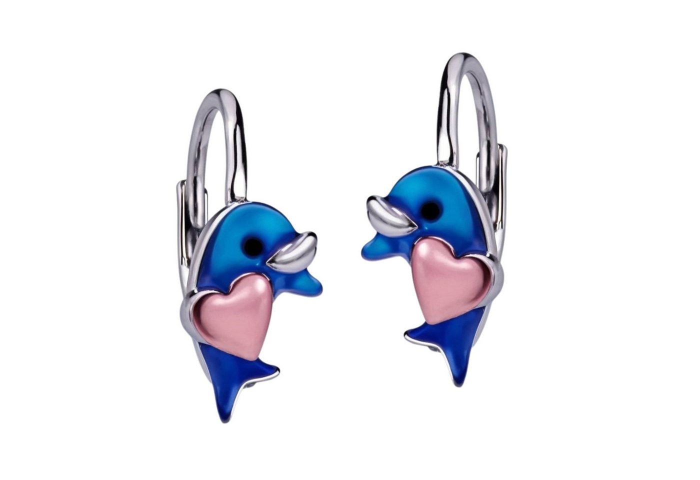 schmuck23 Paar Ohrhänger Kinderohrringe Delfin Herz 925 Silber, Rhodiniert von schmuck23
