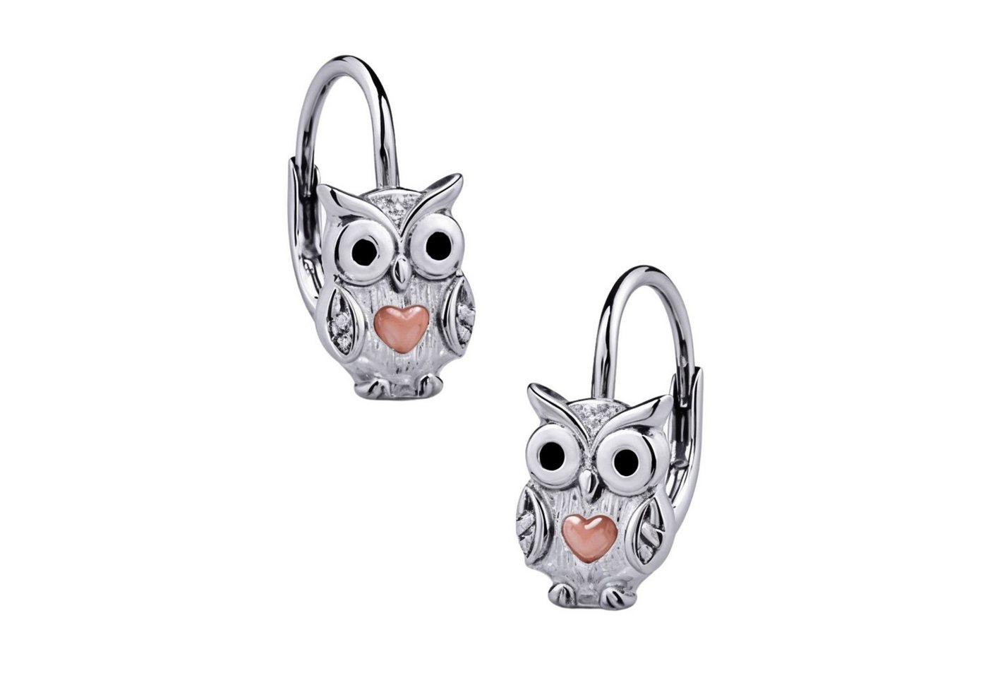 schmuck23 Paar Ohrhänger Kinderohrringe Eule mit Herz 925 Silber von schmuck23