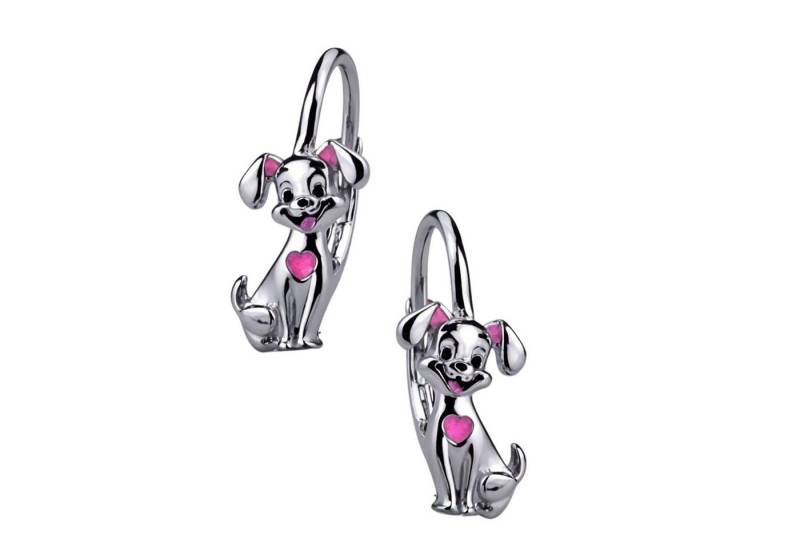 schmuck23 Paar Ohrhänger Kinderohrringe Hund pinkes Herz 925 Silber von schmuck23