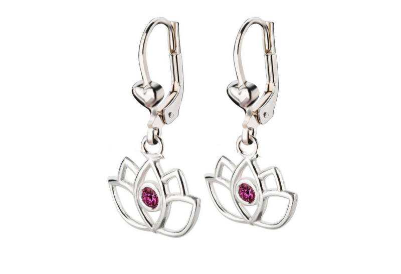 schmuck23 Paar Ohrhänger Ohrringe Lotus Blume 925 Silber Zirkonia, Damen Mädchen Schmuck von schmuck23