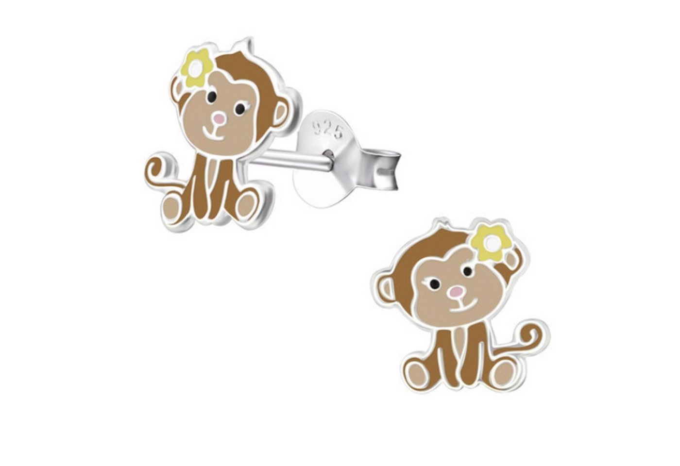 schmuck23 Paar Ohrstecker Kinder Ohrringe Affe 925 Silber, Kinderschmuck Mädchen Geschenk echte Silberohrringe von schmuck23