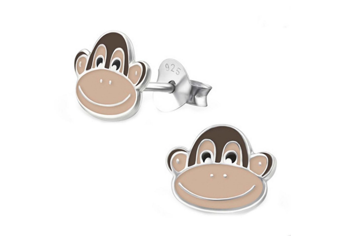 schmuck23 Paar Ohrstecker Kinder Ohrringe Affe 925 Silber, Kinderschmuck Mädchen Geschenk echte Silberohrringe von schmuck23