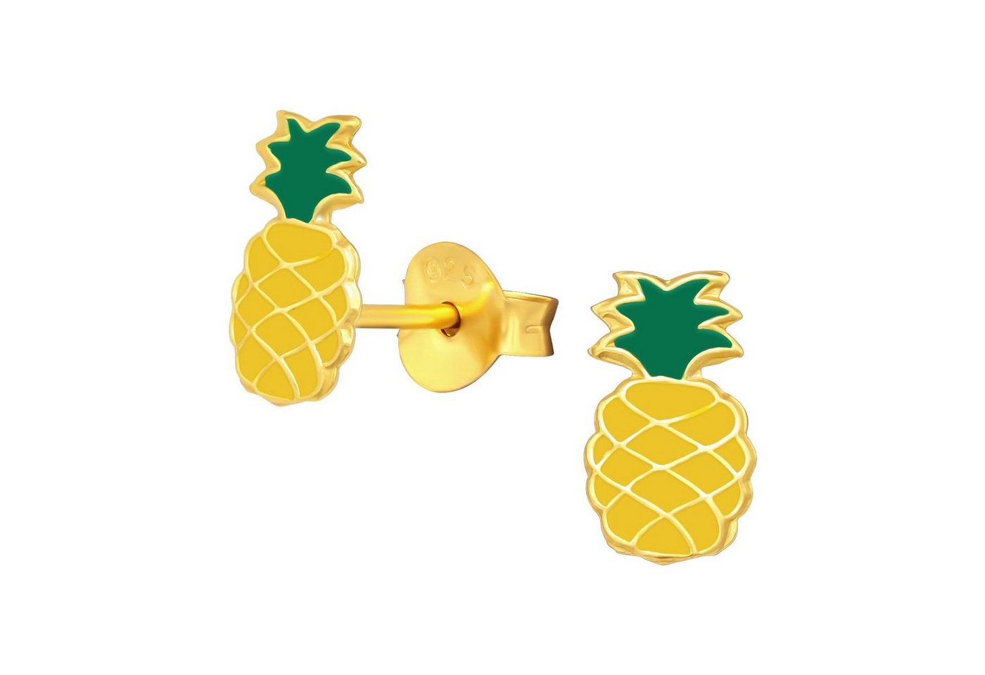 schmuck23 Paar Ohrstecker Kinder Ohrringe Ananas 925 Silber Mädchen Ohrstecker gold, Mädchen Kinderschmuck echte Silberohrringe, Sicherheitsverschluss von schmuck23