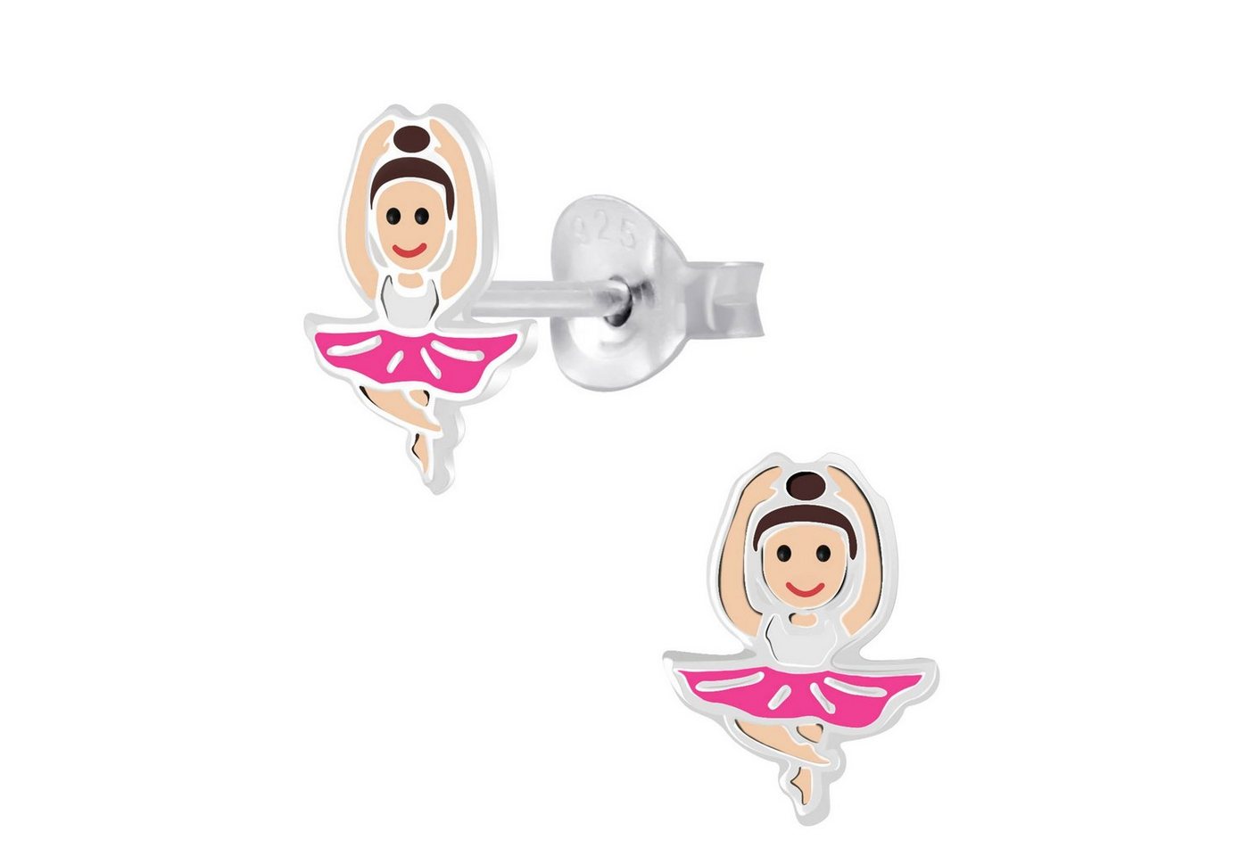 schmuck23 Paar Ohrstecker Kinder Ohrringe Ballerina 925 Silber Mädchen Ohrstecker, Mädchen Kinderschmuck echte Silberohrringe, Sicherheitsverschluss von schmuck23