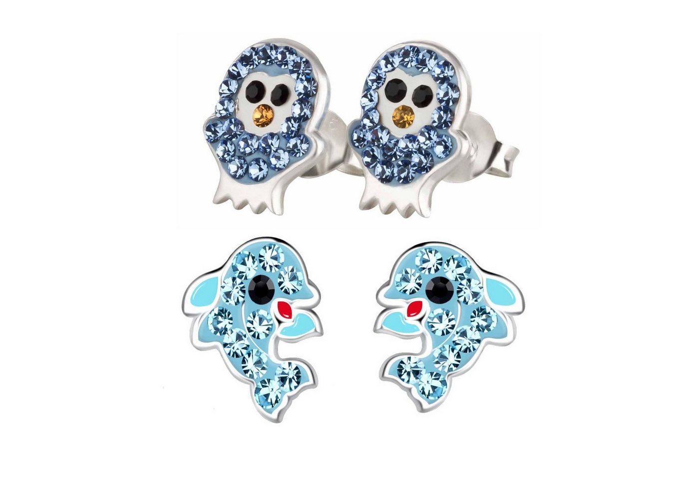 schmuck23 Paar Ohrstecker Kinder Ohrringe Delfin 925 Silber Mädchen Ohrstecker (Set, Set aus 2 Paar Ohrsteckern), Kinderschmuck von schmuck23