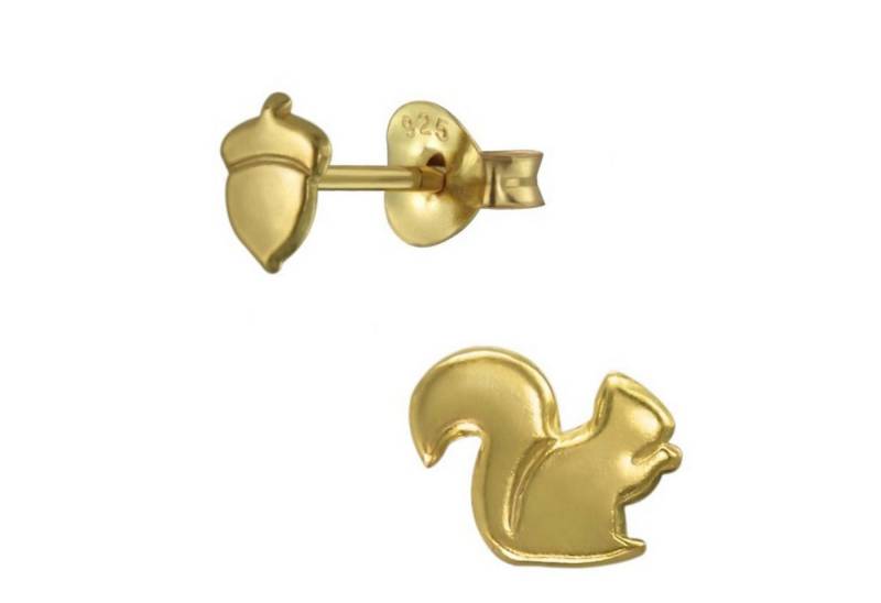 schmuck23 Paar Ohrstecker Kinder Ohrringe Eichhörnchen Nuss 925 Silber, Kinderschmuck Mädchen Geschenk echte Silberohrringe von schmuck23