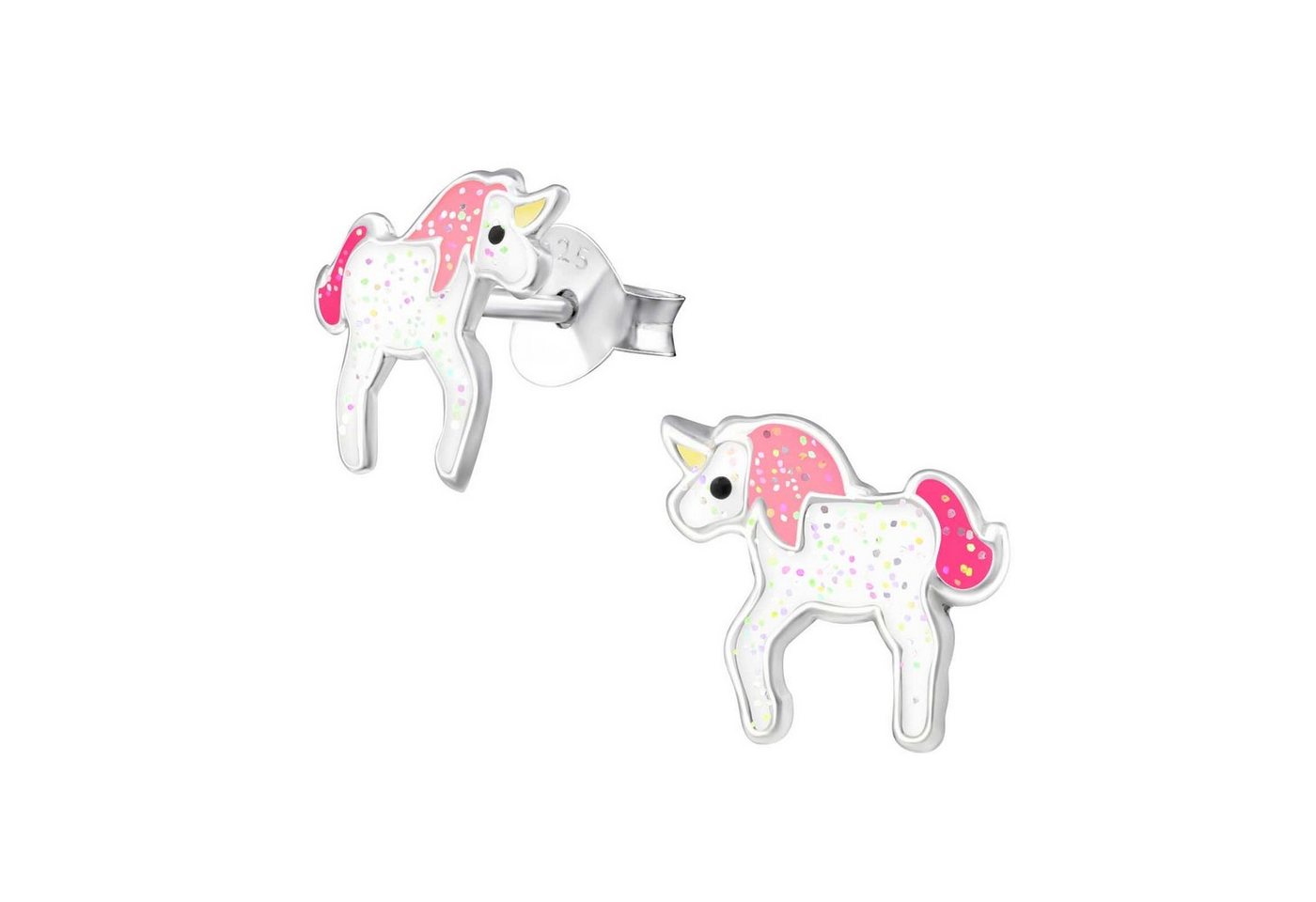 schmuck23 Paar Ohrstecker Kinder Ohrringe Einhorn 925 Silber, Kinderschmuck Mädchen Geschenk echte Silberohrringe von schmuck23