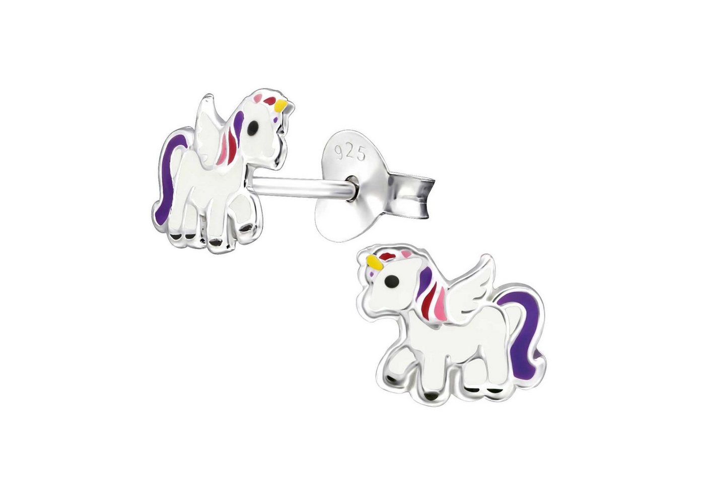 schmuck23 Paar Ohrstecker Kinder Ohrringe Einhorn 925 Silber, Kinderschmuck Mädchen Geschenk echte Silberohrringe von schmuck23